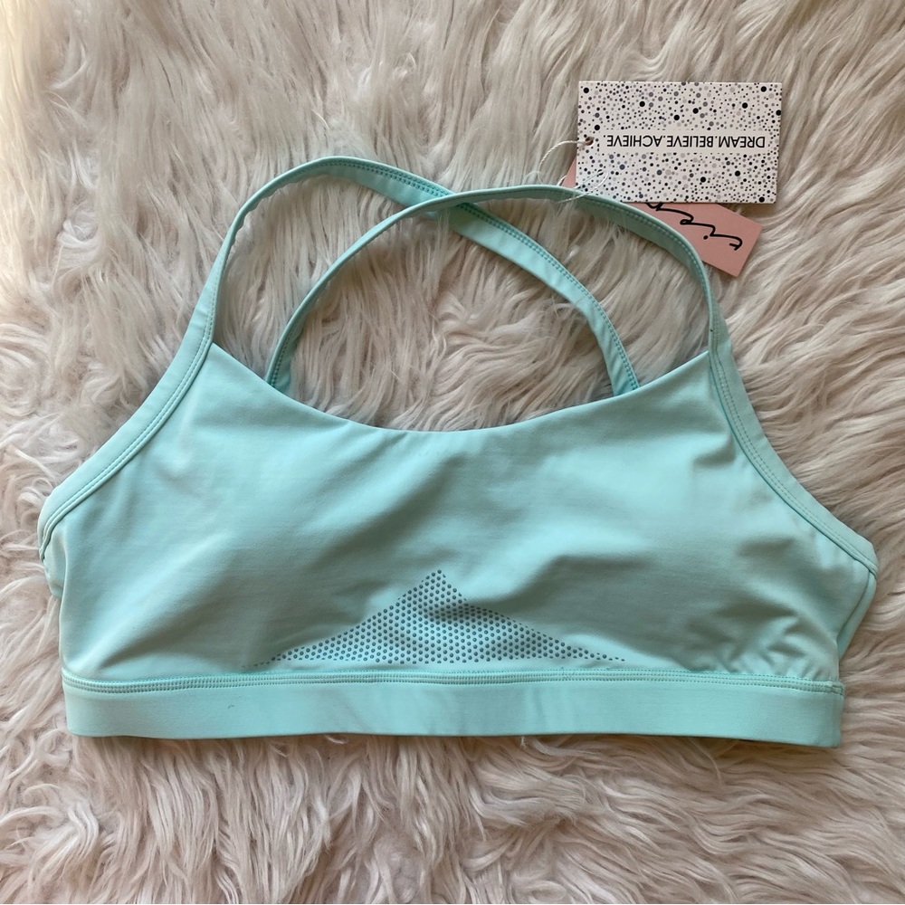 Tier Active Lush Sports Bra Medium Support Open Back Women’s Size XXL Glacier